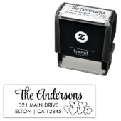 Personaliseer familie Hearts Script Retouradres Zelfinktende Stempel (In situ)