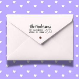 Personaliseer familie Hearts Script Retouradres Zelfinktende Stempel