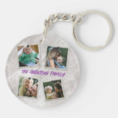 Personaliseer familiefotocollage met tekst sleutelhanger (Achterkant)