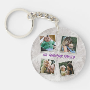 Personaliseer familiefotocollage met tekst sleutelhanger