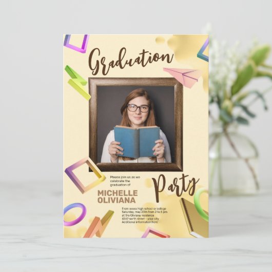 Personaliseer fancy afgestudeerden kaart (Staand voorkant)