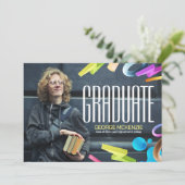 Personaliseer fancy afstudeeraankondiging kaart (Staand voorkant)