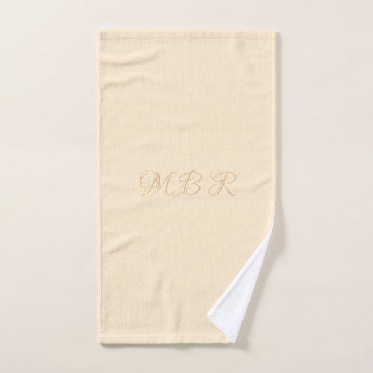 Personaliseer Fancy gouden monogram, crème Bad Handdoek (Handdoek)