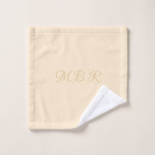 Personaliseer Fancy gouden monogram, crème Bad Handdoek (Wasdoekje)