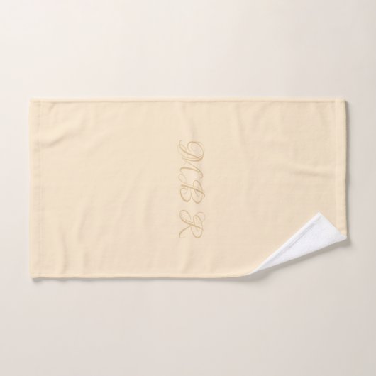 Personaliseer Fancy gouden monogram, crème Bad Handdoek (Handdoek)