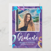 Personaliseer fancy paarse diploma-uitnodiging kaart (Voorkant)