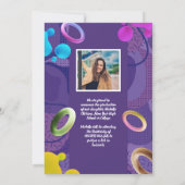 Personaliseer fancy paarse diploma-uitnodiging kaart (Achterkant)