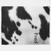 Personaliseer. Faux zwarte en witte Koeienhuid. Fleece Deken (Voorkant (Horizontaal))