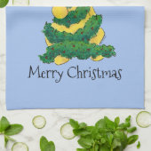 Personaliseer feestelijk lab kerstboom grappig bla theedoek (Gevouwen)