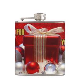 Personaliseer feestelijke, in vinyl verpakte kerst heupfles