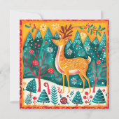 Personaliseer feestelijke rendier kerstflat kaart (Voorkant)