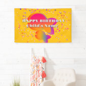 Personaliseer Fish Kinder Happy Birthday Yellow Spandoek (Insitu)