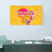 Personaliseer Fish Kinder Happy Birthday Yellow Spandoek (Beurs)