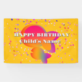 Personaliseer Fish Kinder Happy Birthday Yellow Spandoek