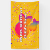 Personaliseer Fish Kinder Happy Birthday Yellow Spandoek (Verticaal)