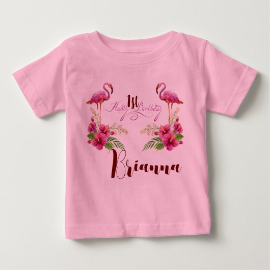 Personaliseer Flamingo Hibiscus Pink Girly Birthda (Voorkant)