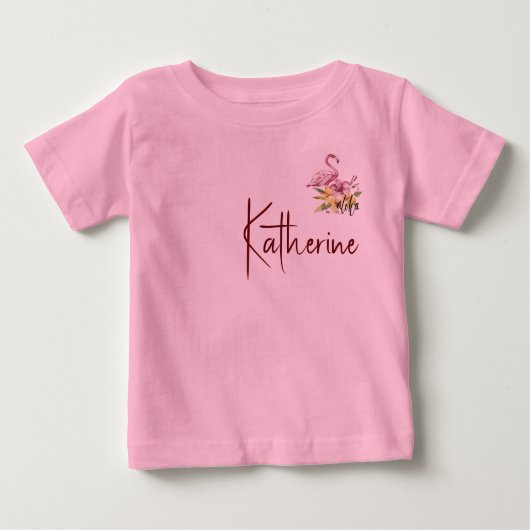 Personaliseer Flamingo met Tropische Flowers Aloha (Voorkant)