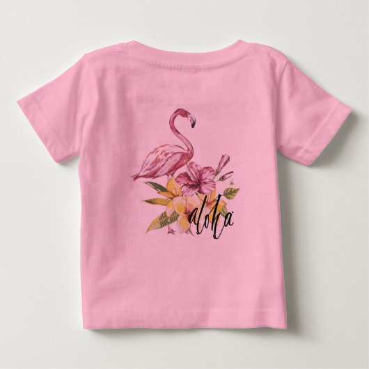 Personaliseer Flamingo met Tropische Flowers Aloha (Achterkant)