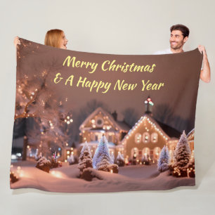 Personaliseer Fleece Deken Outdoor Kerstscène