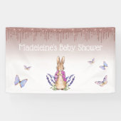 Personaliseer Flopsy girly sparkles Baby shower Spandoek (Horizontaal)