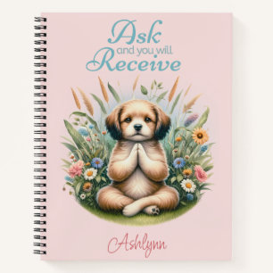 Personaliseer Floral Dog Prayer Journal Manifest V Notitieboek