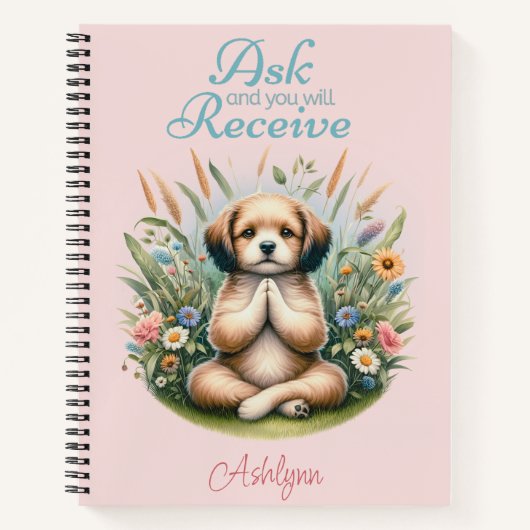 Personaliseer Floral Dog Prayer Journal Manifest V Notitieboek (Voorkant)