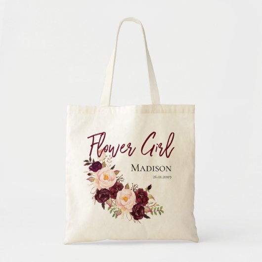 Personaliseer Flowergirl | Canvas tas voor weddens (Voorkant)
