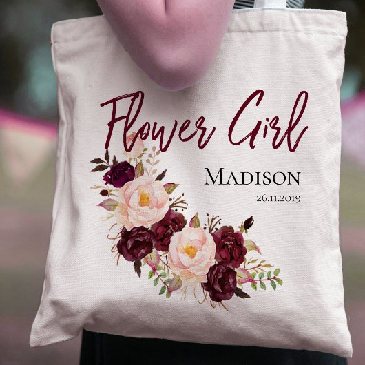 Personaliseer Flowergirl | Canvas tas voor weddens