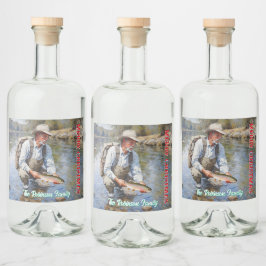 Personaliseer Fly Fishing Vrolijk Kerstfeest Likeurfles Etiket