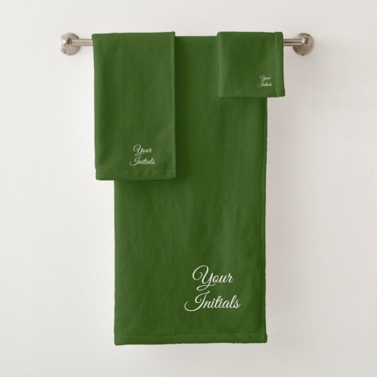 Personaliseer Forest Green Wedding Housewarming Gi Bad Handdoek (Insitu)