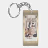 Personaliseer foto en namen Faux Metallic Gold, vs Sleutelhanger (Voorkant Links)