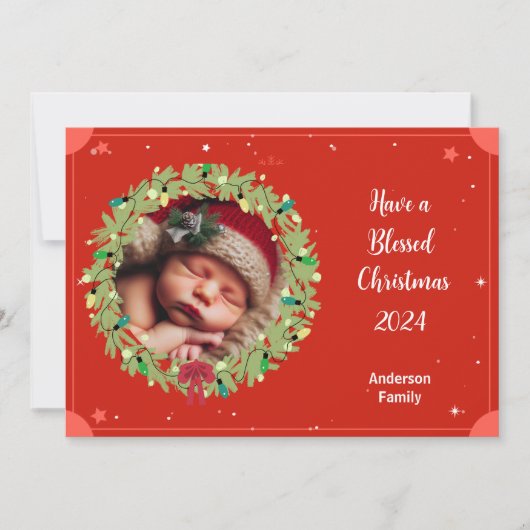 Personaliseer Foto Flat Christmas Holiday Kaart (Voorkant)