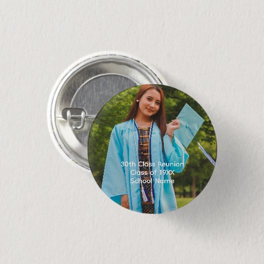 Personaliseer foto klas middelbare school universi ronde button 3,2 cm (Voorkant /achterkant)