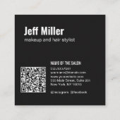 Personaliseer foto minimalistische kapsalon vierkante visitekaartje (Achterkant)