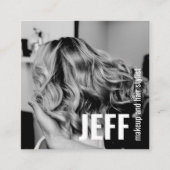 Personaliseer foto minimalistische kapsalon vierkante visitekaartje (Voorkant)