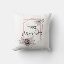 Personaliseer Foto Moederdag Roze Grijs Bloemen Kussen