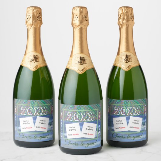 Personaliseer Foto Mousserende Wijn Drank Label SE Sparkling Wijnetiket (Flessen)