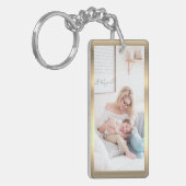 Personaliseer foto & naam, Faux Metallic Gold Sleutelhanger (Voorkant Links)