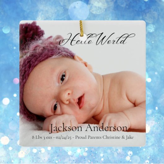 Personaliseer foto Newborn Baby Geboorteaankondigi Keramisch Ornament