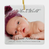 Personaliseer foto Newborn Baby Geboorteaankondigi Keramisch Ornament (Voorkant)