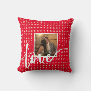 Personaliseer foto sjabloon liefde kussen rood wit