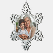 Personaliseer Foto Snowflake Ingelijste Ornament (Rechts)