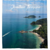 Personaliseer foto van oceaan Blauw water Blauwe l Douchegordijn (Voorkant)