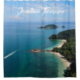 Personaliseer foto van oceaan Blauw water Blauwe l Douchegordijn