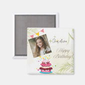 Personaliseer foto Verjaardagswensen magneet (Voorkant / Achterkant)