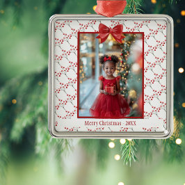 Personaliseer foto Vrolijk kerstfeest Metalen Ornament