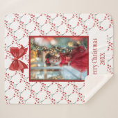 Personaliseer foto Vrolijk kerstfeest Sherpa Deken (Voorkant (horizontaal))