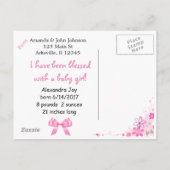 Personaliseer foto "Ze is hier" Geboorteaankondigi Aankondigingskaart (Achterkant)