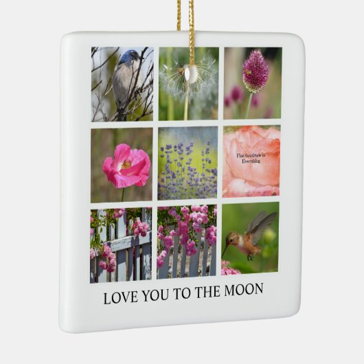 Personaliseer Fotocollage Bloemen en Vogels Keramisch Ornament (Rechts)