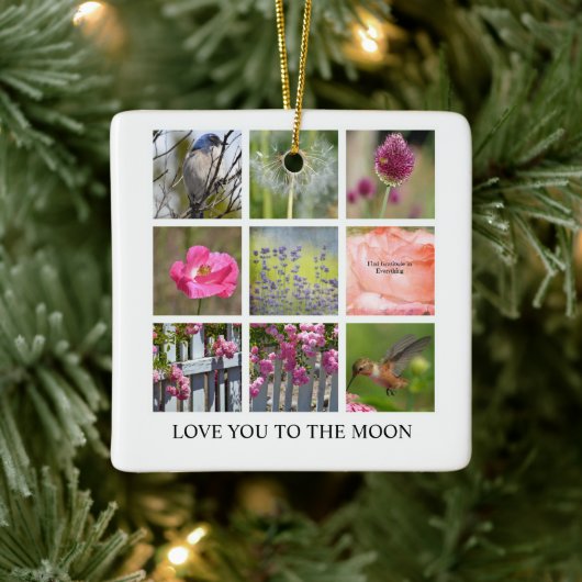 Personaliseer Fotocollage Bloemen en Vogels Keramisch Ornament (Boom)